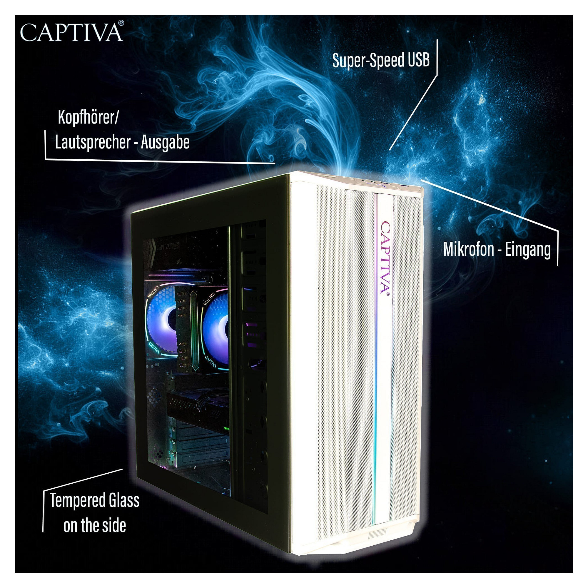 Kompjuter Gaming Captiva Advanced R98-608 / Ryzen 7 5700X / 32GB RAM / 1TB SSD / RTX 5060 - Bardhë - 6