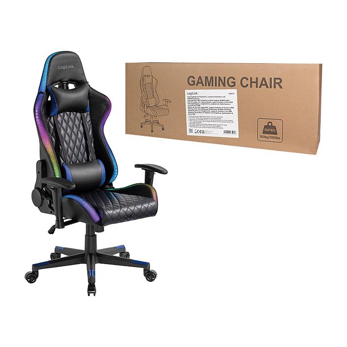 Karrige Gaming LogiLink EO0076 / RGB / Mbështetje për kokë dhe mes / Krahë 2D / 90-150° / 150 kg – Zezë/Blu - 10