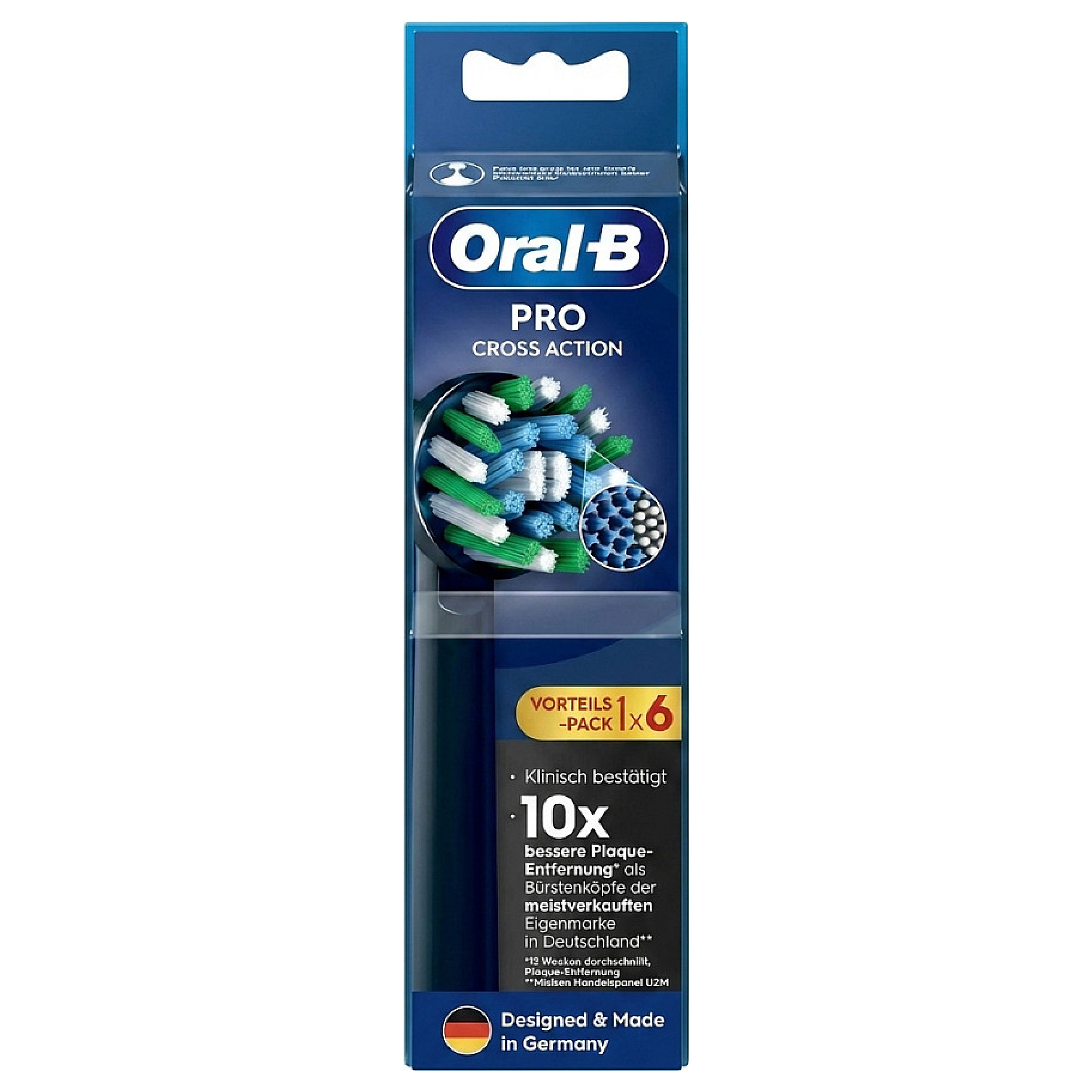Koka zëvendësuese për furçë elektrike Oral-B Pro CrossAction / X-Shaped / 6 copë – Zezë