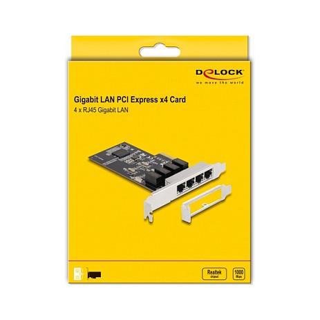 Kartë Rrjeti DeLOCK 88618, PCI Express x4, 4 × RJ45 Gigabit LAN, Realtek RTL8111H - Argjend - 5