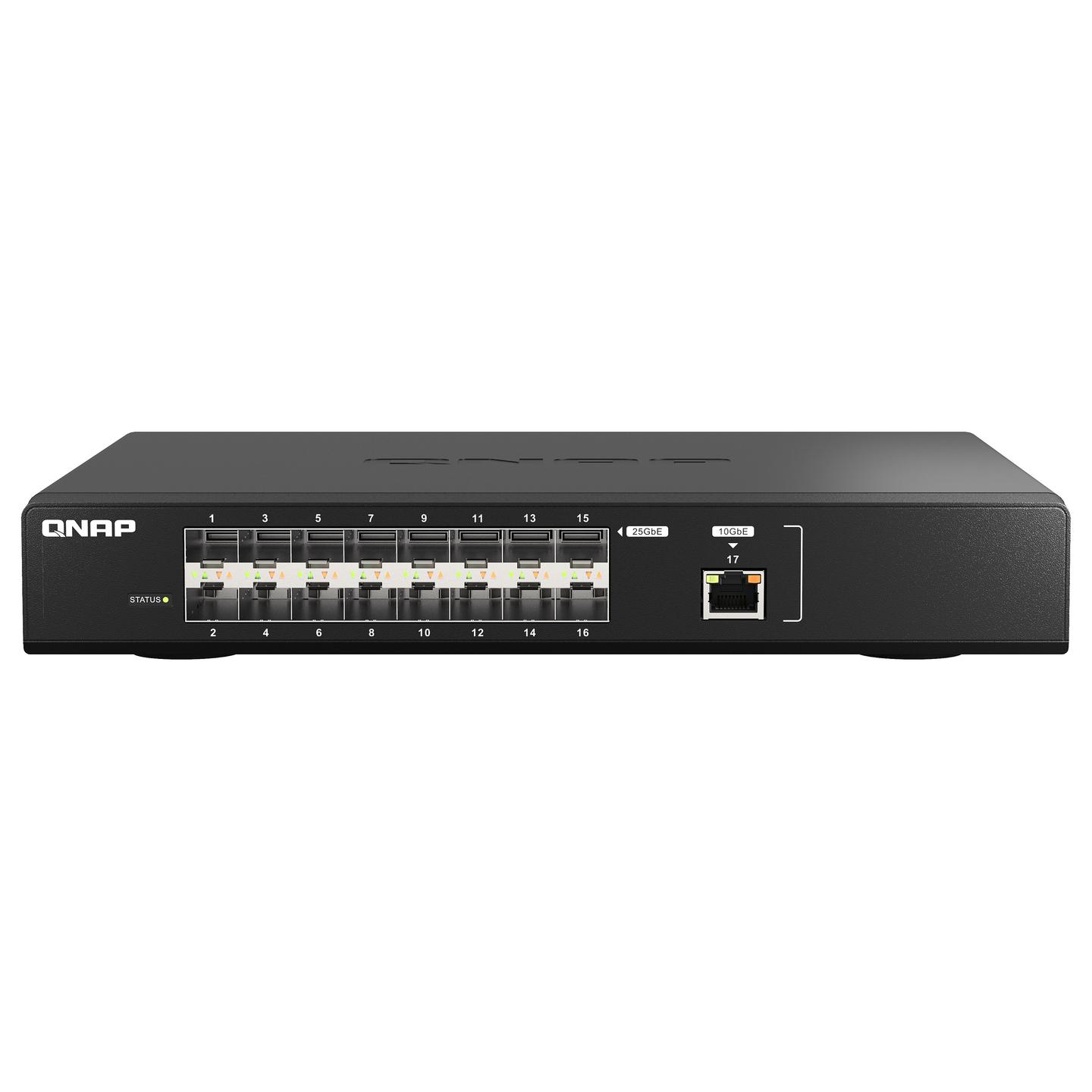 Switch QNAP QSW-M5216-1T, 16x SFP28 25GbE, 1x RJ45 10GbE, Switching Capacity 820Gbps, Layer 2 Managed, Rackmount - Zezë