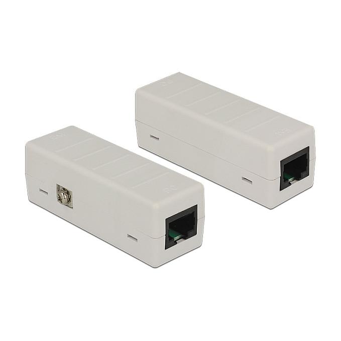 Mbrojtës i Mbitensionit për Rrjet DeLOCK 62620, RJ-45, Cat.6, Gigabit Ethernet, PoE 90 W - Bardhë
