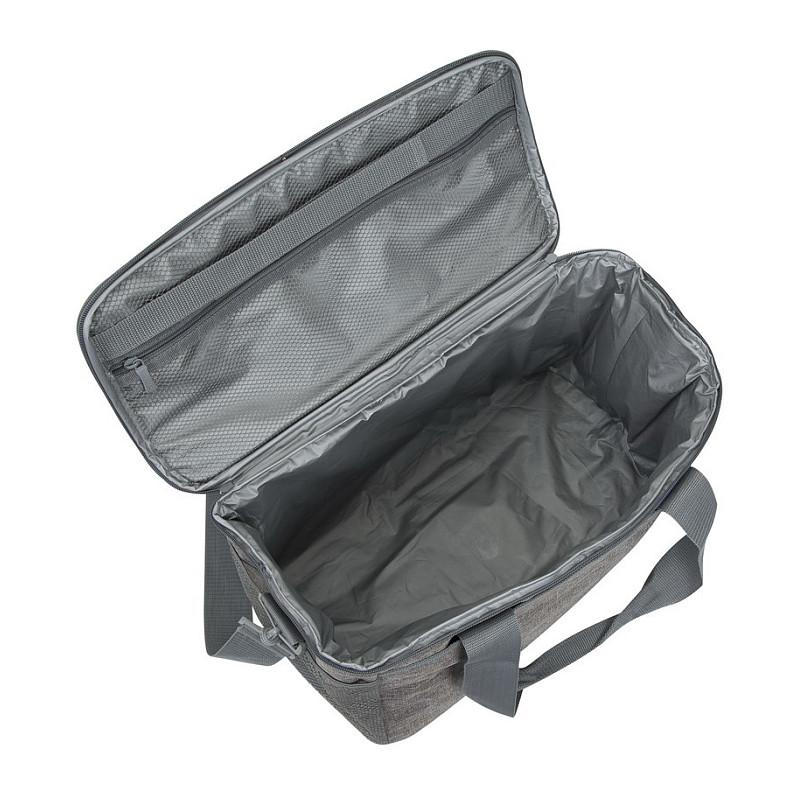 Çantë Termike RIVACASE 5726 / 23 L / Polyester / PEVA / 36 × 330 ml / 24 × 500 ml / Water-Repellent / Leakproof / 3 Outer Pockets / Adjustable Shoulder Strap - Gri e Çelët - 2
