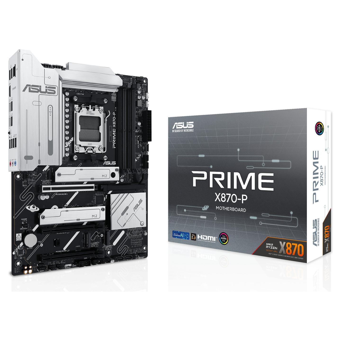 Pllakë Amë MB AMD ASUS PRIME X870-P, AM5, X870, DDR5, ATX, 2.5GbE LAN, HDMI, USB4 - 1