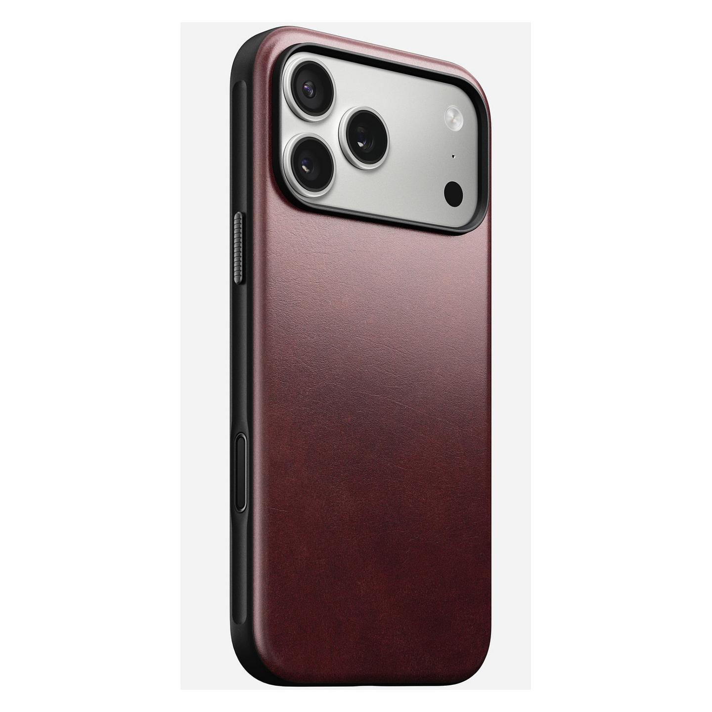 Case për Telefon Nomad Modern Leather Case, iPhone 17 Pro Max, Horween Leather, MagSafe, Qi2, Mbrojtje deri 2.4m - Bordo