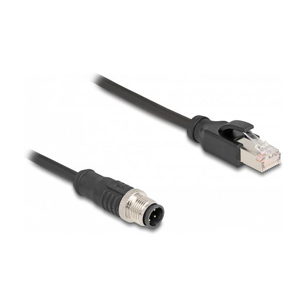 Kabllo Adapter për Rrjet DeLOCK 60073 / Cat 5e / S/FTP / M12 D-coded 4-pin Mashkull → RJ-45 Mashkull / 0.5m - Zezë - 2