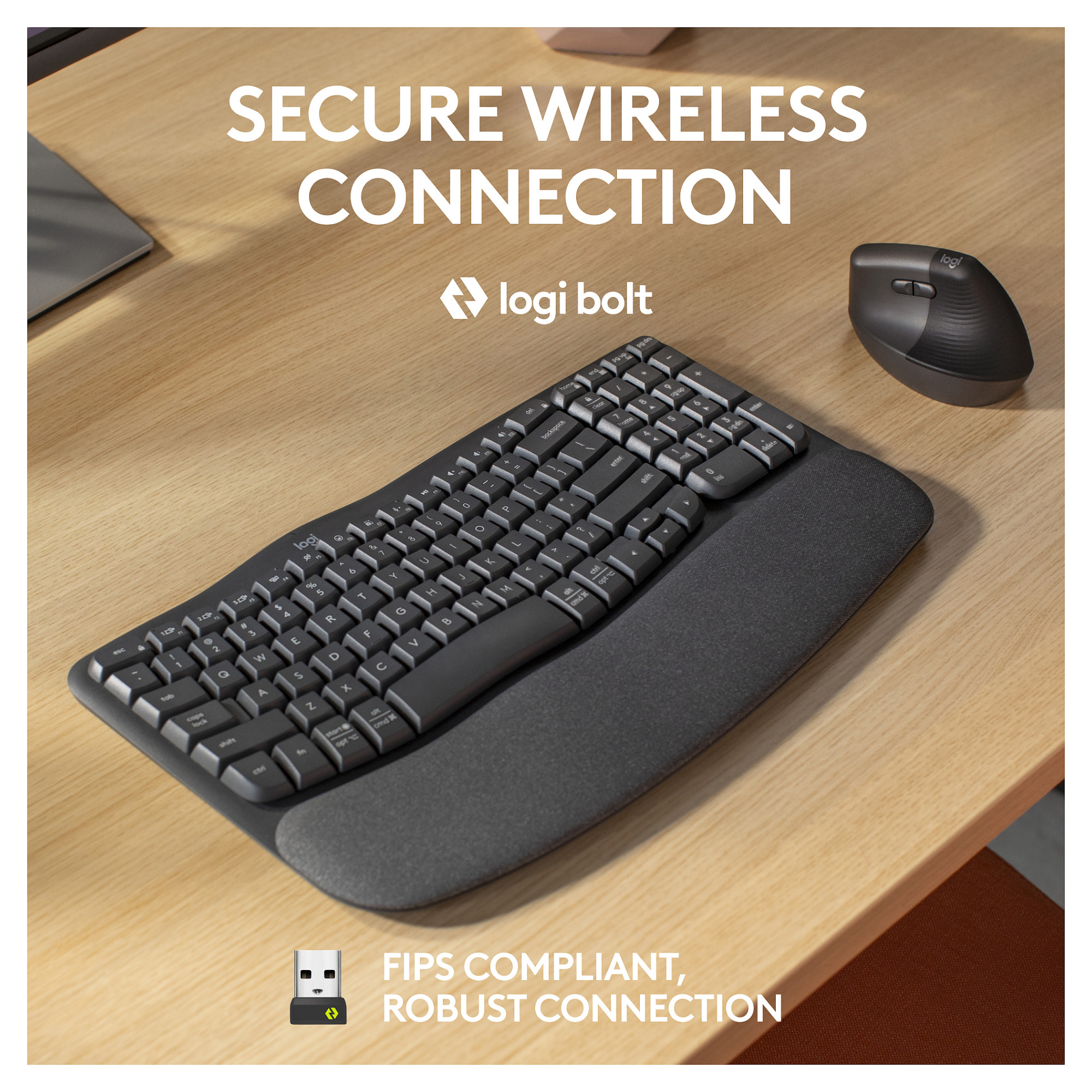 Tastierë Pa kabllo Logitech ERGO Wave Keys / Full-Size / Ergonomike / Membrane / Bluetooth + 2.4 GHz / QWERTY US - Zezë - 6