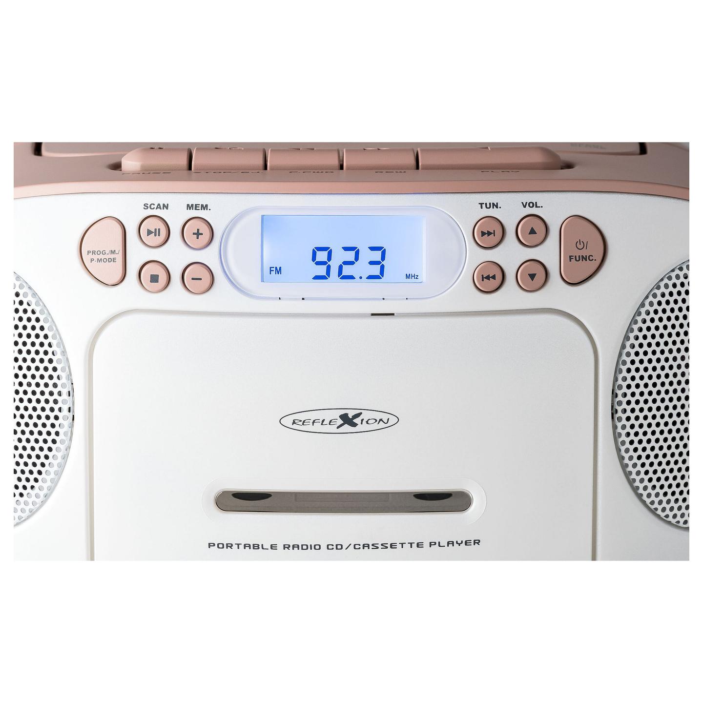 Radio portative Reflexion RCR2260, FM, PLL, 20 W RMS, Ekran LCD, Dalje për Kufje 3,5 mm - Rozë, Bardhë - 4
