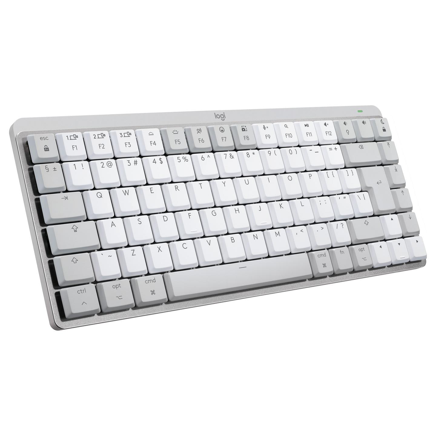 Tastierë pa kabllo Logitech MX Mechanical Mini for Mac / QWERTY US International / Mini / Mekanike / Tactile Quiet / Low-Profile / Bluetooth + Logi Bolt / Ndriçim LED – Gri/ Bardhë - 1