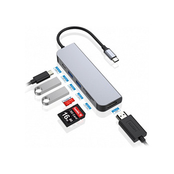 Hub Udhëtimi CONCEPTRONIC 4-në-1 USB-C në HDMI/2xUSB 3.0 60W PD - Hiri - 4