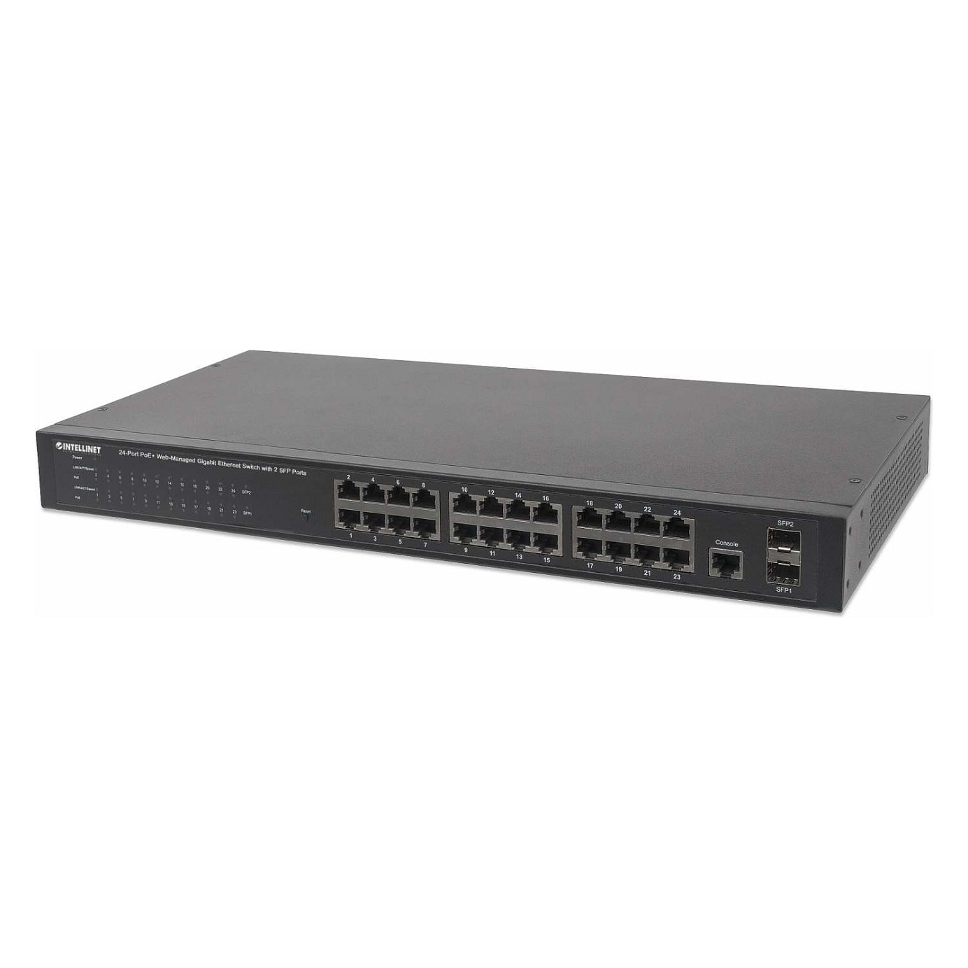 Intellinet 24-Port Gigabit PoE+ Web-Managed Switch 240W 2x SFP VLAN QoS - 1
