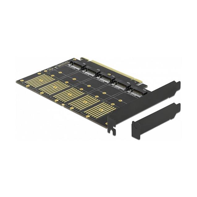 Kartë Zgjerimi PCI Express Delock 90435 / PCIe 3.0 x16 / 5x M.2 Key B / SATA 6Gbps / JMicron JMB585 / Low Profile - 1