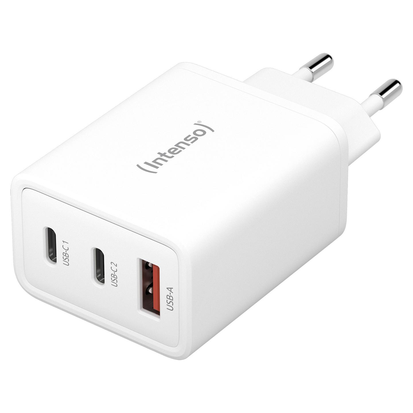Adapter Intenso W65ACC / GaN / 65W / 2x USB-C / USB-A / PD 3.0 / PPS / Quick Charge 4.0 - Bardhë - 1