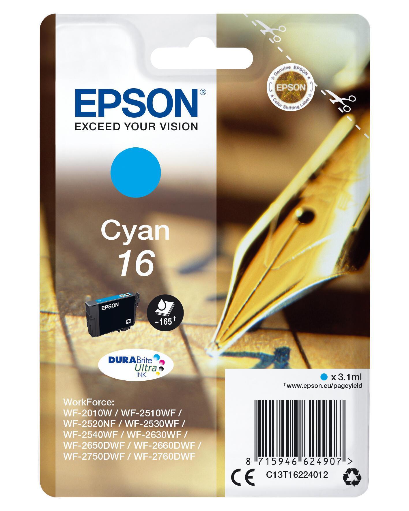 INK Epson 16 / C13T16224012 / 3.1 ml / 165 faqe – Blu