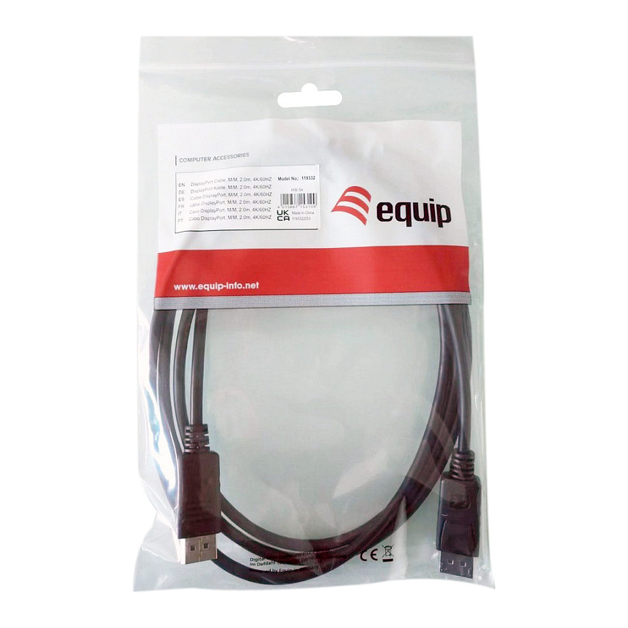 Kabllo DisplayPort Equip 1.2 (St/St) 2.00m / 4K/60Hz / HDCP/ Polybag – Zezë - 3