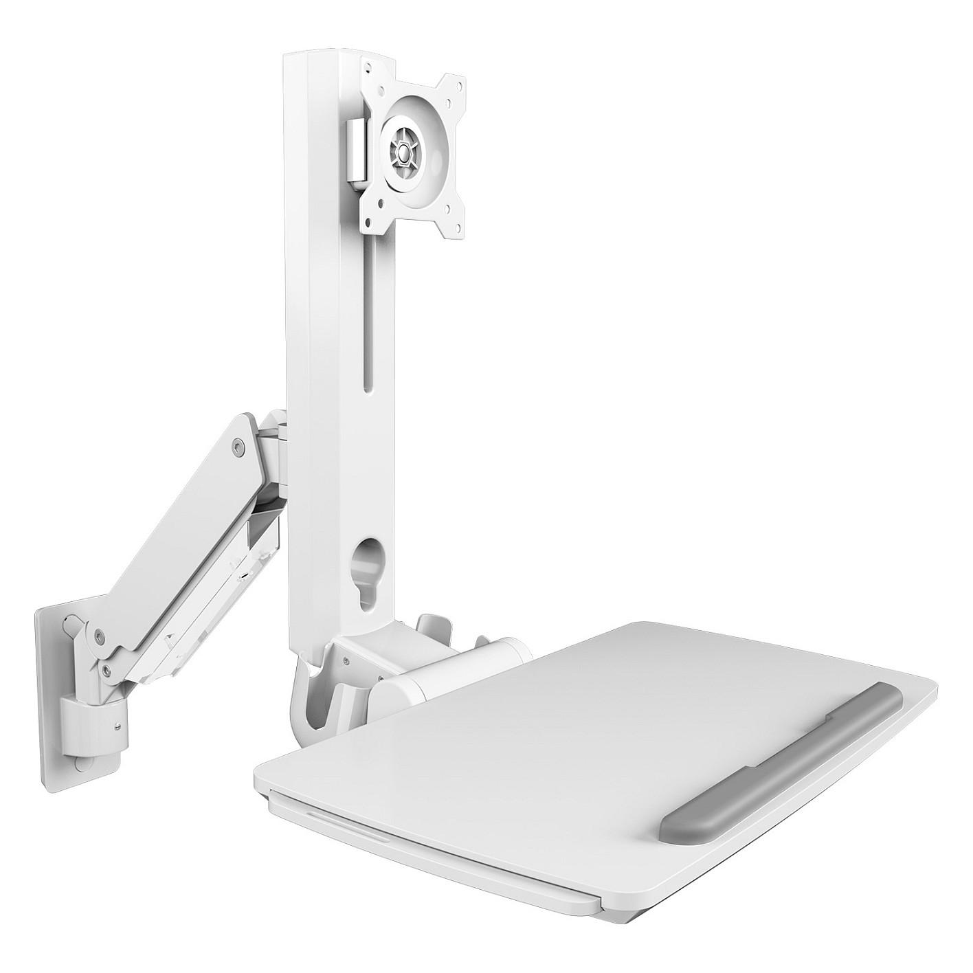 Mbajtëse për Monitor ICY BOX IB-WS700-W, 1 monitor, deri 35″, 10kg, Murale, VESA, Workstation - Bardhë