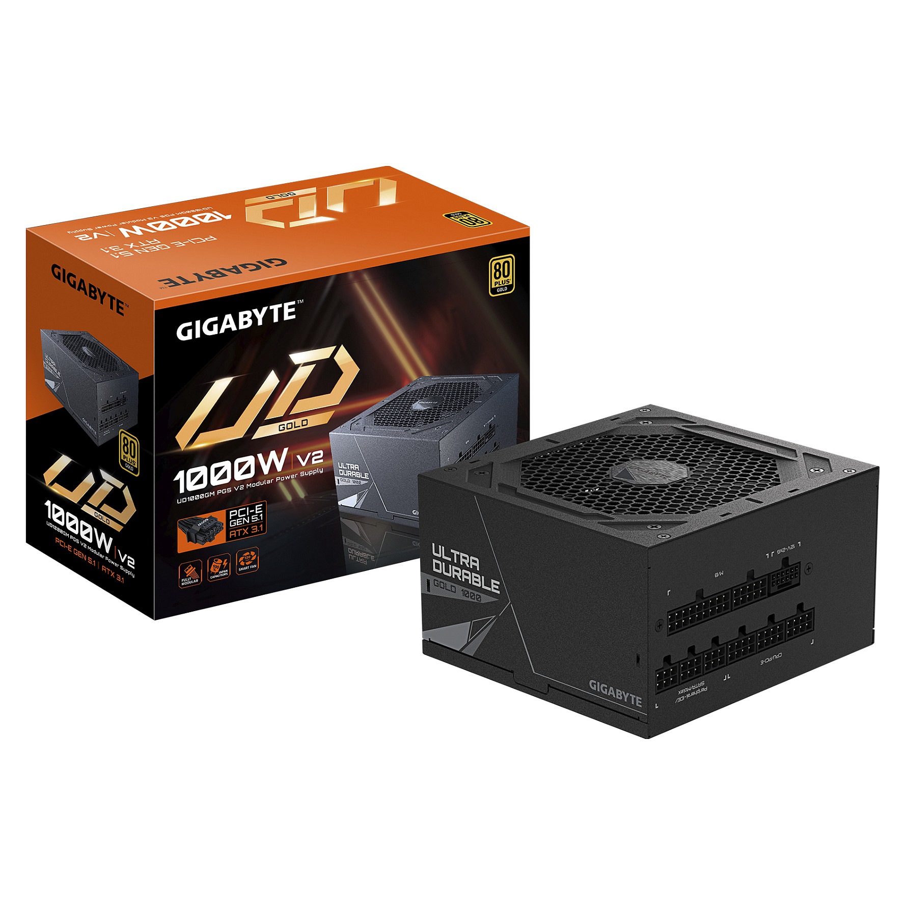 Furnizues Energjie Gigabyte UD1000GM PG5 V2 / 1000W / ATX 3.1 / 80 PLUS Gold / Fully Modular - Zezë - 7