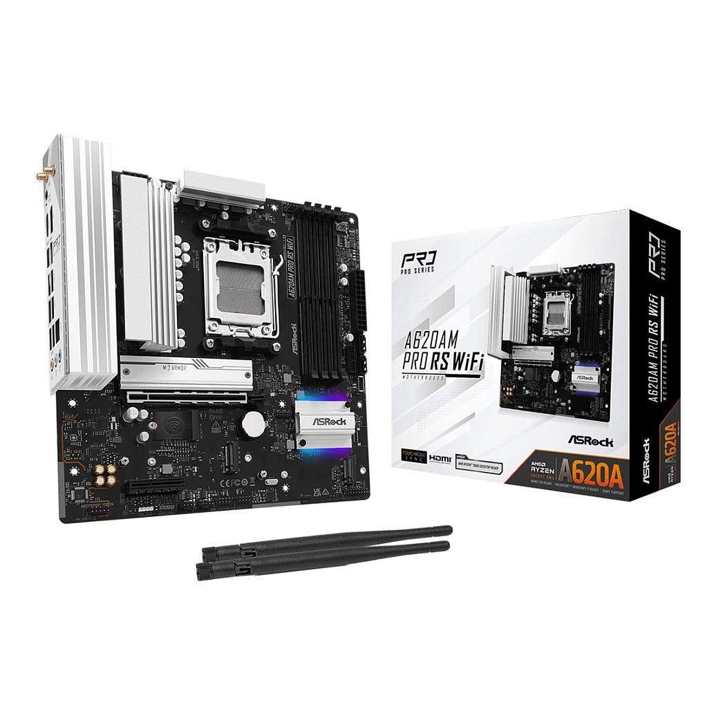Pllakë Amë ASRock A620AM Pro RS WiFi / AMD AM5 / DDR5 / Micro-ATX / Wi-Fi 6E / 2.5GbE LAN