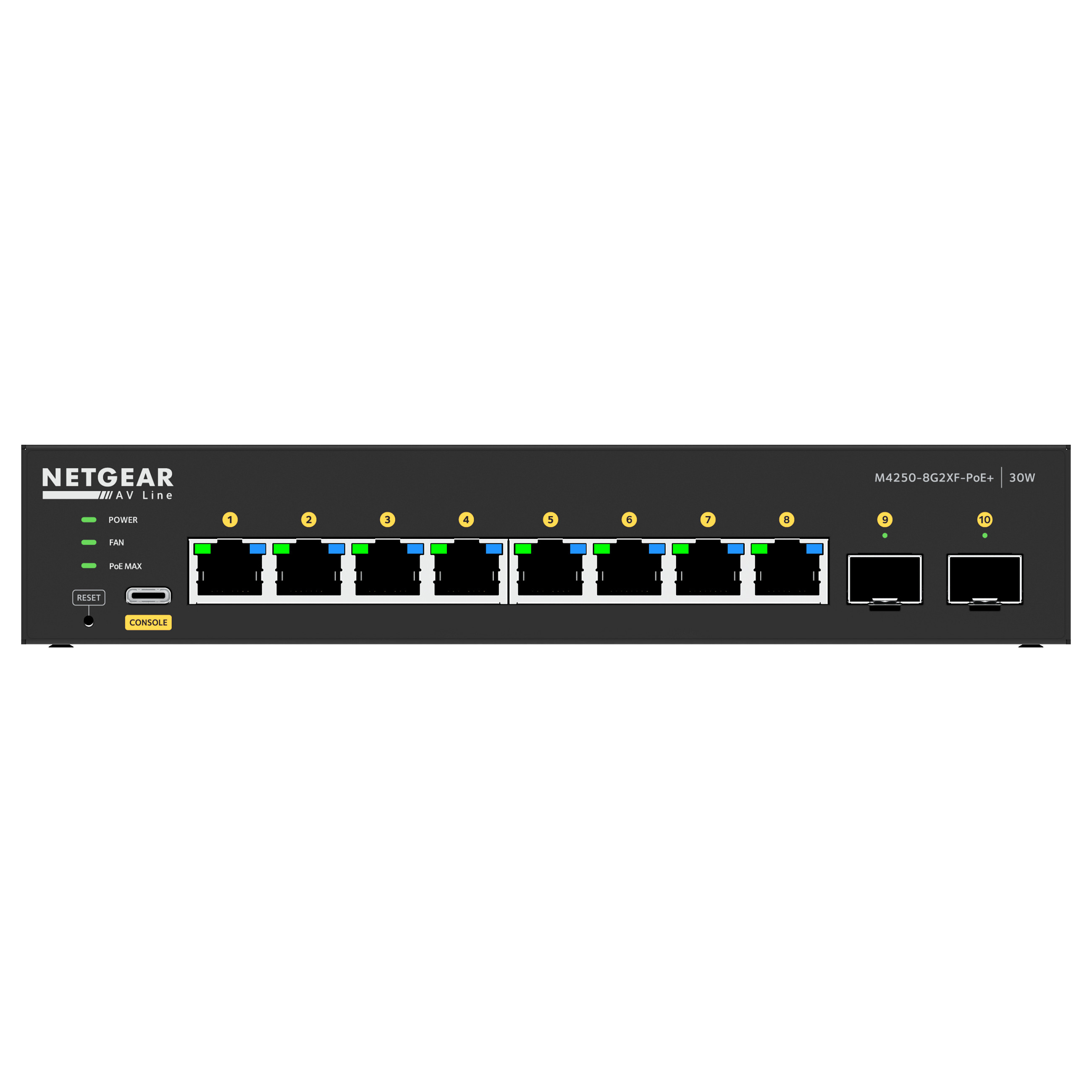 NETGEAR M4250-8G2XF-POE+ Managed AV Line Switch 8-Port Gigabit PoE+ with 2x 10G SFP+ Uplink | 220W PoE Budget, Layer 2/3 AV Network Switch - 6
