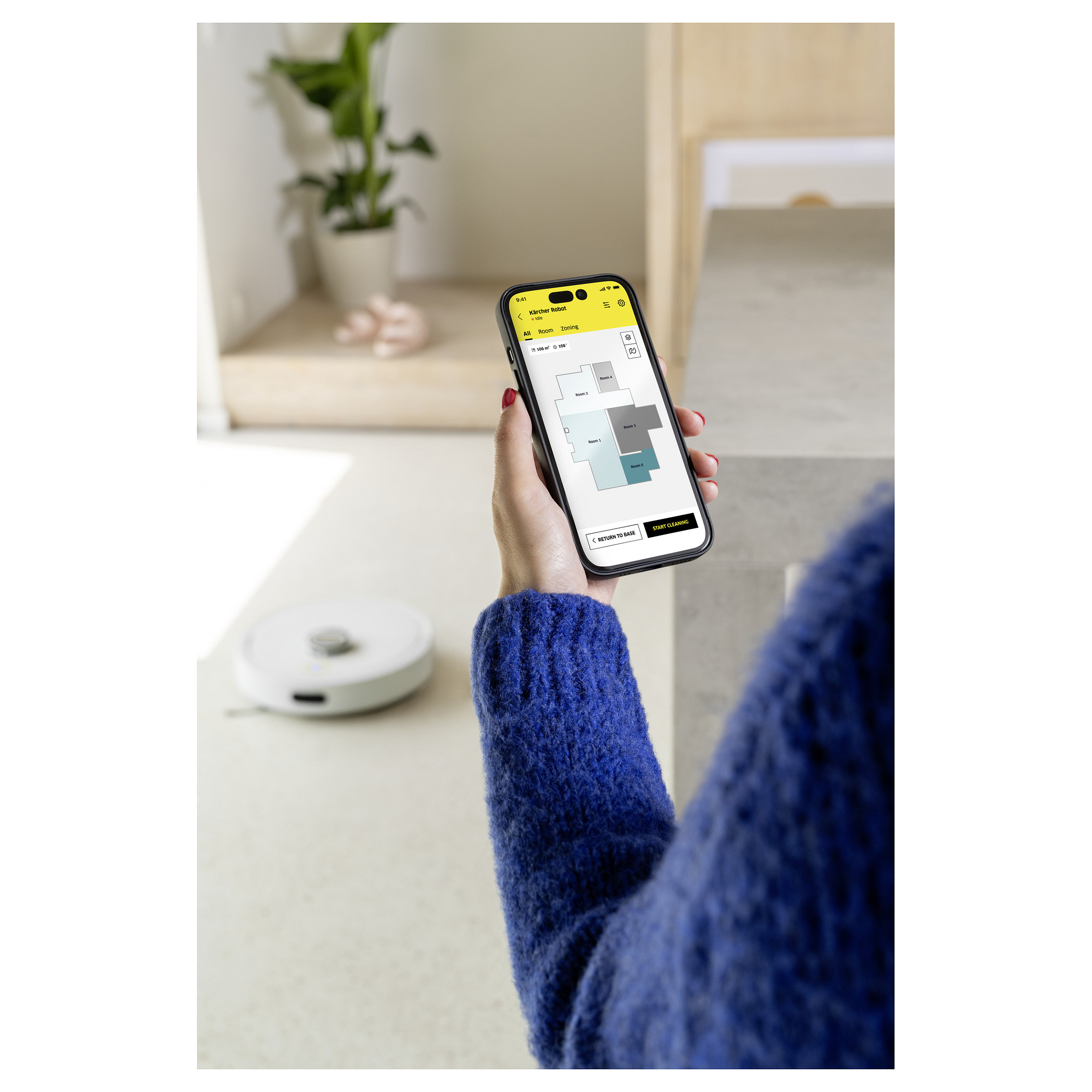 Fshesë Robotike Kärcher RCV 3 Comfort / 17.000Pa / 3200mAh / 0.3L / Wi-Fi / App Control / Mop – Bardhë - 10
