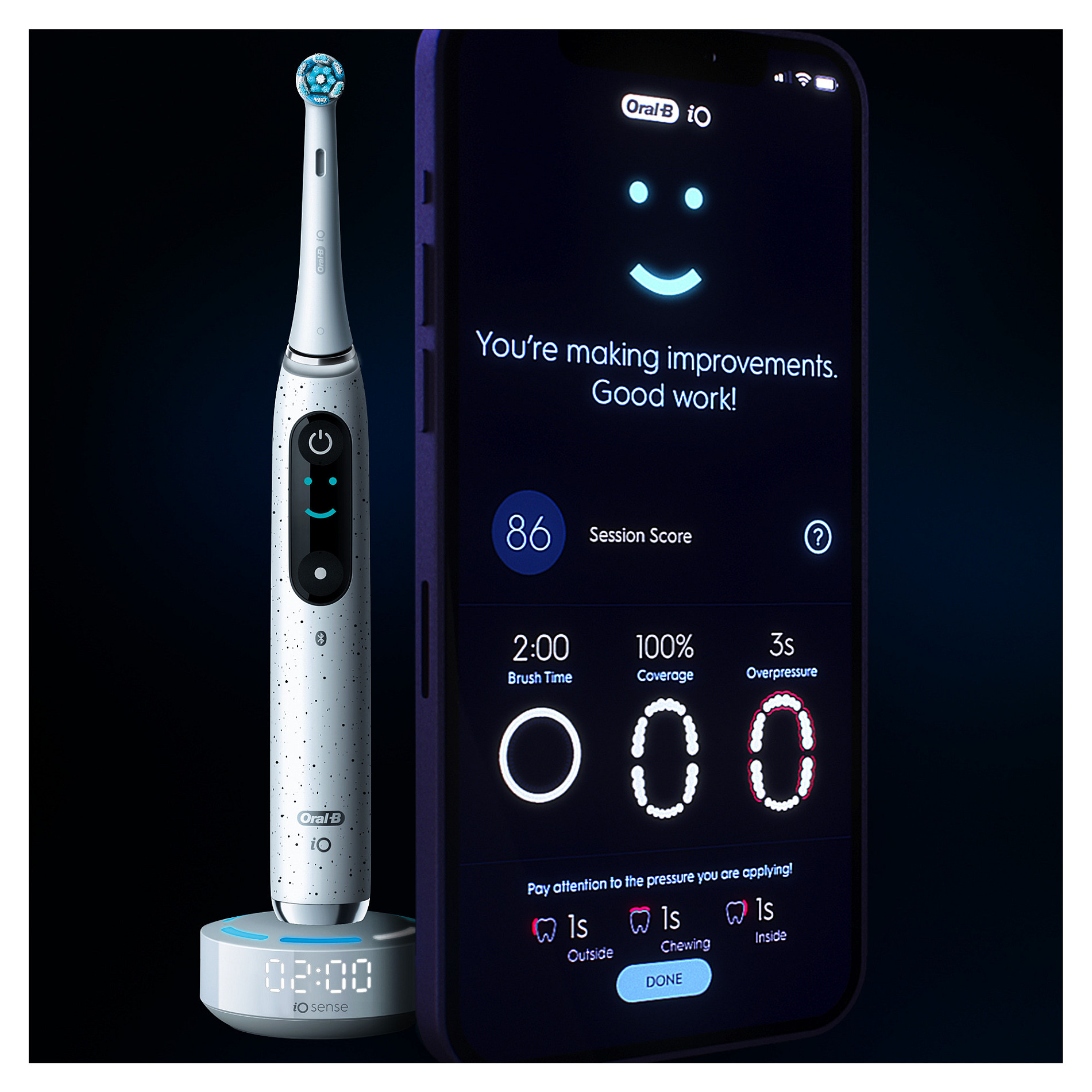 Furçë dhëmbësh elektrike Oral-B iO Series 10 / 7 Modalitete / iO Sense / Smart Pressure Sensor / OLED Display / Bluetooth – Bardhë - 9