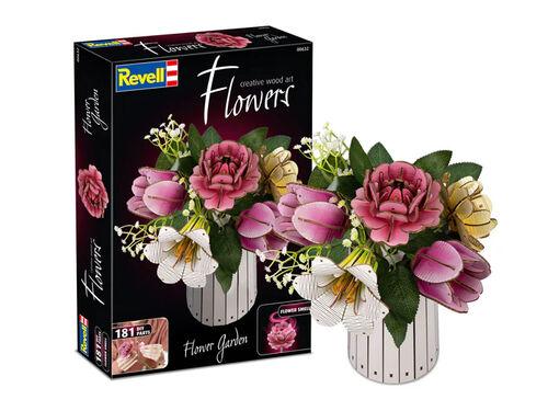 Lodra Revell Creative Wood Art Flowers Flower Garden, 181 Parts, Wooden, Vase, 14+ - Mix