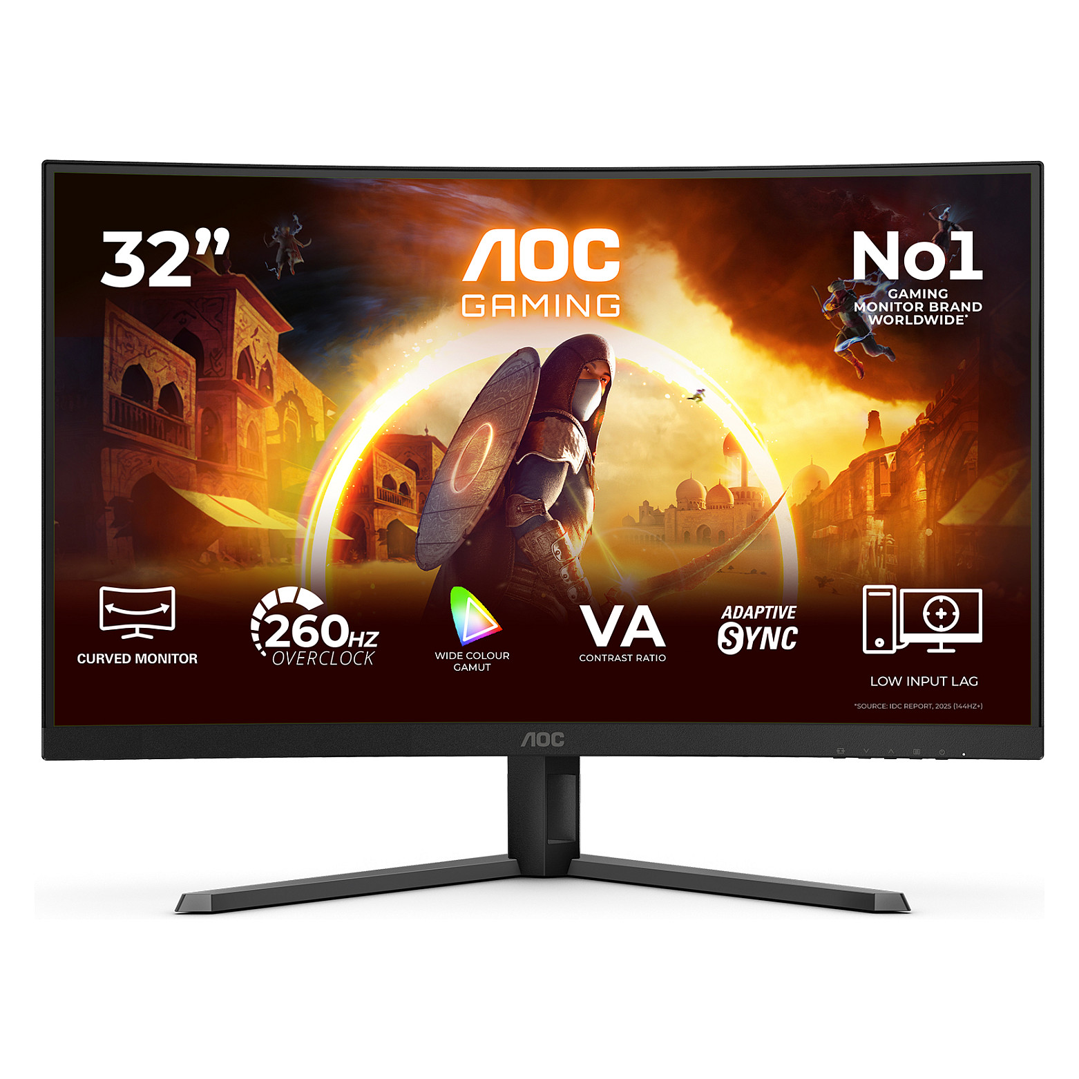 Monitor Gaming AOC G4 C32G42ZE / 31.5" / Full HD VA Curved / 240Hz / 4ms / HDMI+DP - Zezë/Kuqe