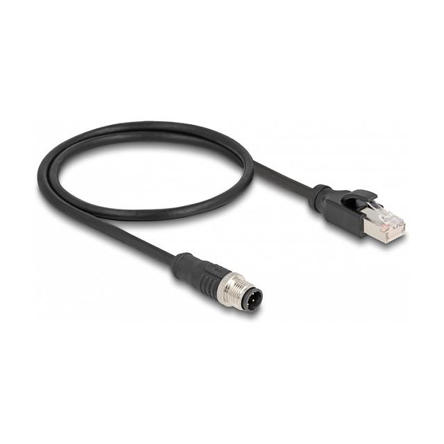 Kabllo Adapter për Rrjet DeLOCK 60073 / Cat 5e / S/FTP / M12 D-coded 4-pin Mashkull → RJ-45 Mashkull / 0.5m - Zezë - 1