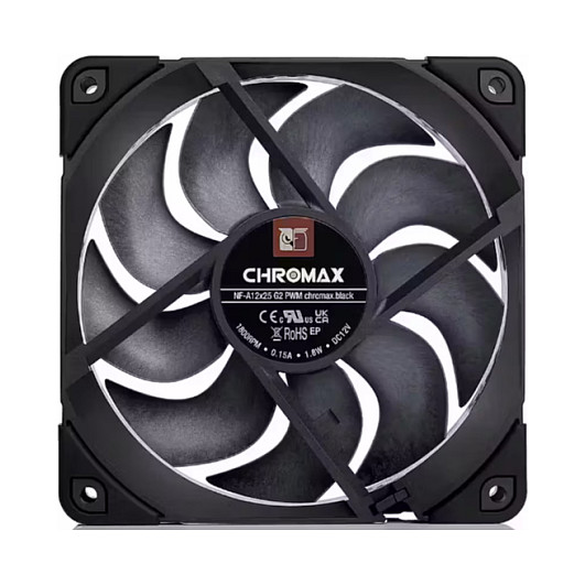 Ftohës për Kasë Noctua NF-A12x25 G2 PWM chromax.black / 120mm / 0-1800 RPM / PWM – Zezë