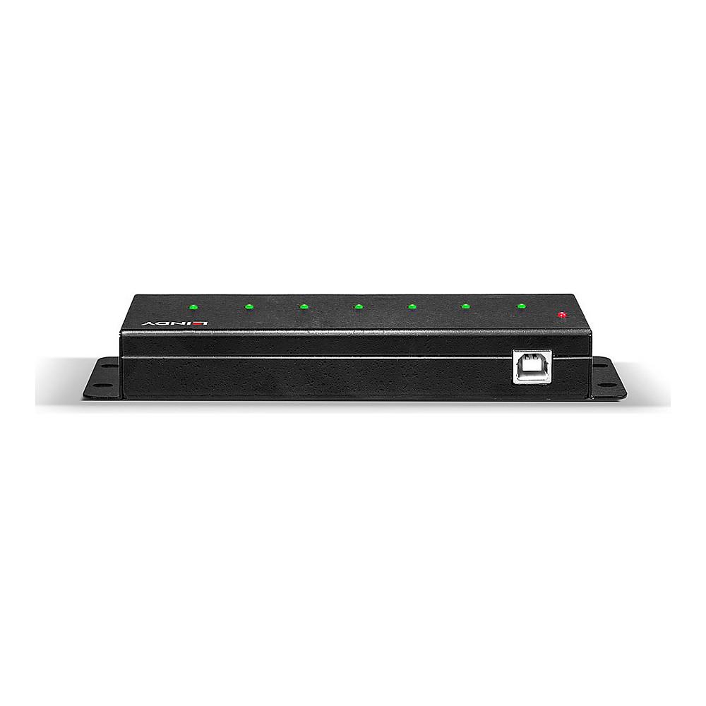 Hub USB LINDY 42794 / USB 2.0 / 7 Porta / Metal / Kabllo USB Type-A në Type-B 1.8 m / Furnizues Energjie - Zezë - 4