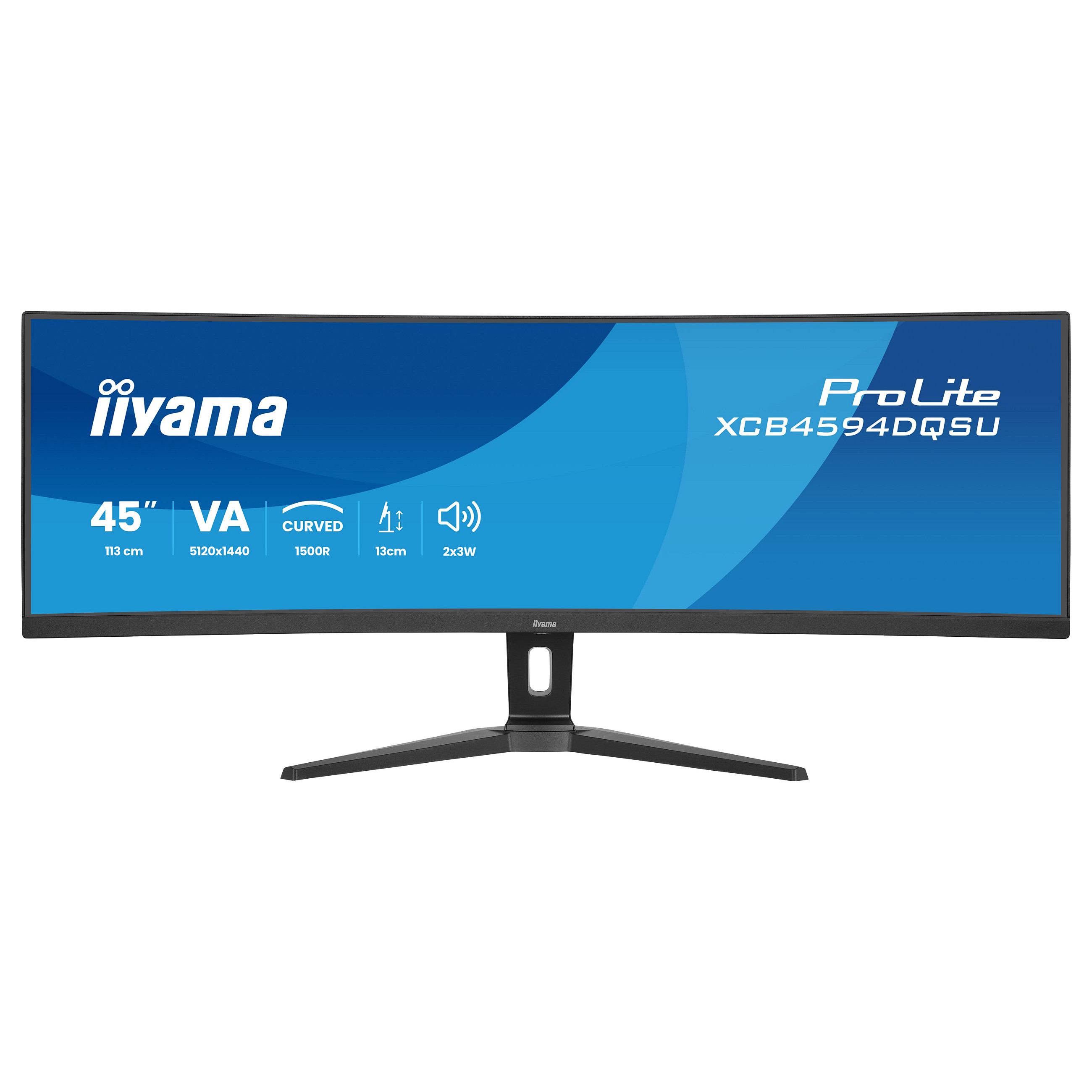 Monitor iiyama ProLite XCB4594DQSU-B1 / 44.5' / Dual QHD VA LED Curved / 75Hz / 2ms / HDMI+DP - Zezë - 1