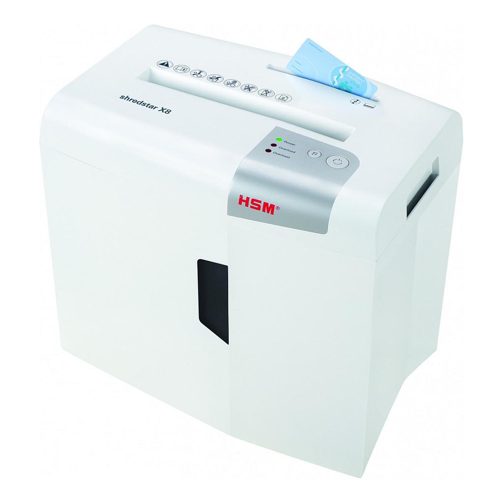 Shredder HSM shredstar X8, Particle-Cut, P-4, 8 fletë, 4,5 × 30mm, 18L, CD/DVD - Argjend, Bardhë - 4
