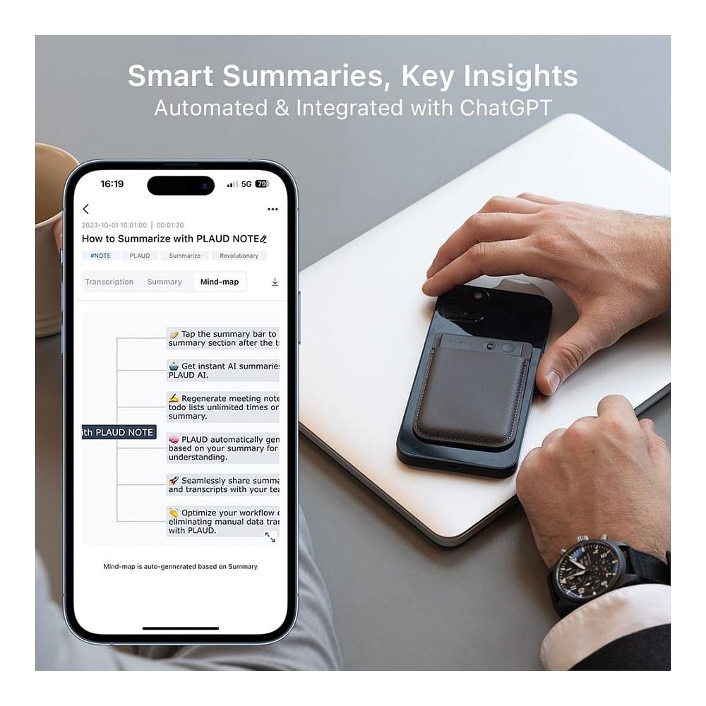 Regjistrues Zëri PLAUD NOTE / AI / 64GB / Bluetooth 5.2 / 30 Orë – Argjendtë - 5