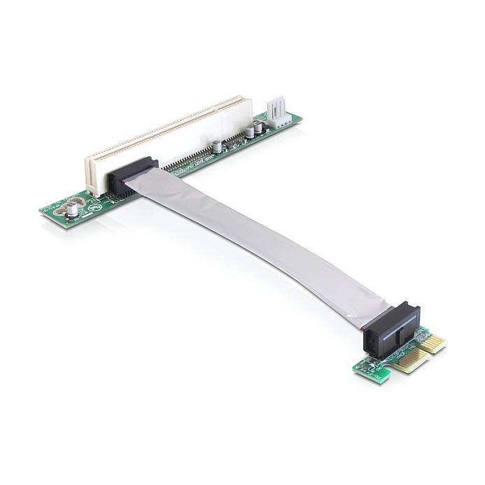 Kartë Riser PCI Express Delock 41857 / PCIe x1 në PCI 32-Bit / Kabllo fleksibël 13cm / Furnizim 4-pin - 1