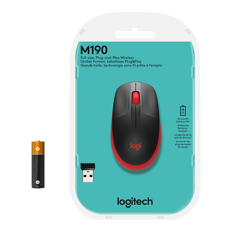 Maus Logitech M190 wireless Red - 7