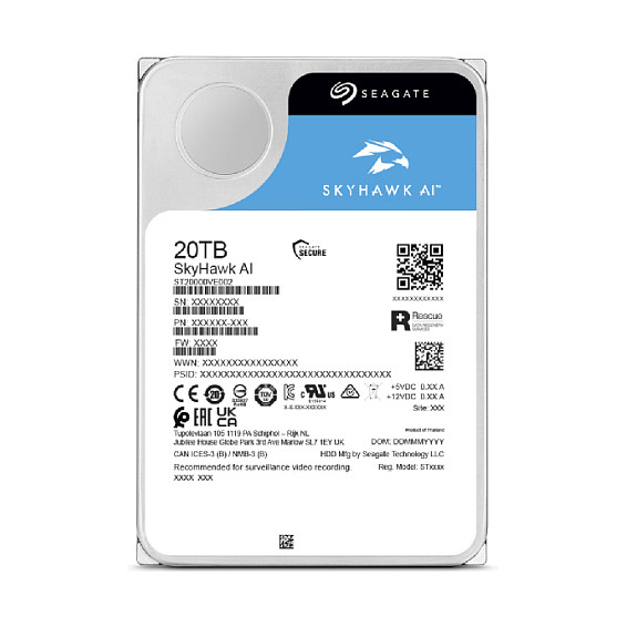 HDD të brendshme SEAGATE Surveillance Video Optimized AI Skyhawk 20TB HDD SATA 6Gb/s 512MB cache 3.5inch CMR Helium - 2