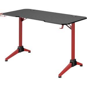 Tavolinë Gaming LogiLink EO0042 / 120 × 60 cm / RGB / 15 Mënyra Ndriçimi / Mbajtëse për Kufje & Gotë / 100 kg – Zezë/Kuqe