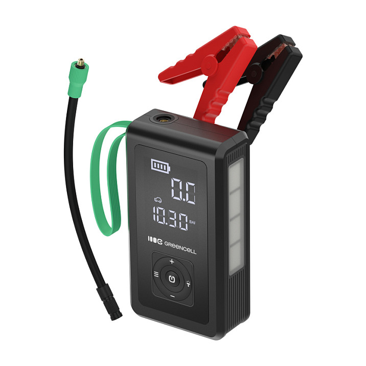 Powerbank Green Cell PowerBoost Air CJSGC03 / 8.000mAh / Jump Starter 1000A / Kompresor 10.3 Bar / USB-C / OLED – Zezë