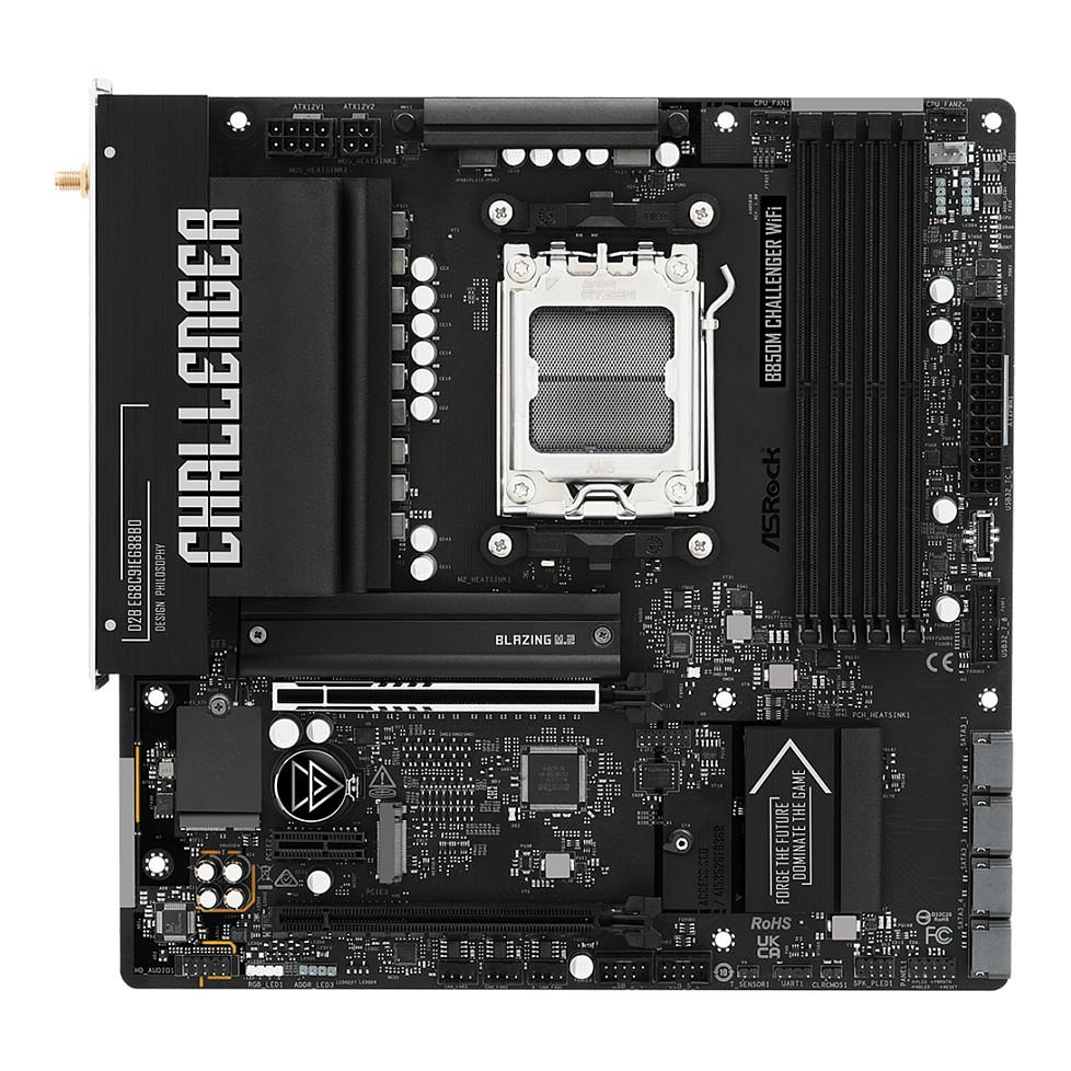 Motherboard ASRock B850M Challenger WiFi, AMD AM5, B850, DDR5, Micro-ATX, PCIe 5.0, Wi-Fi 7, Bluetooth 5.4, M.2 - 3