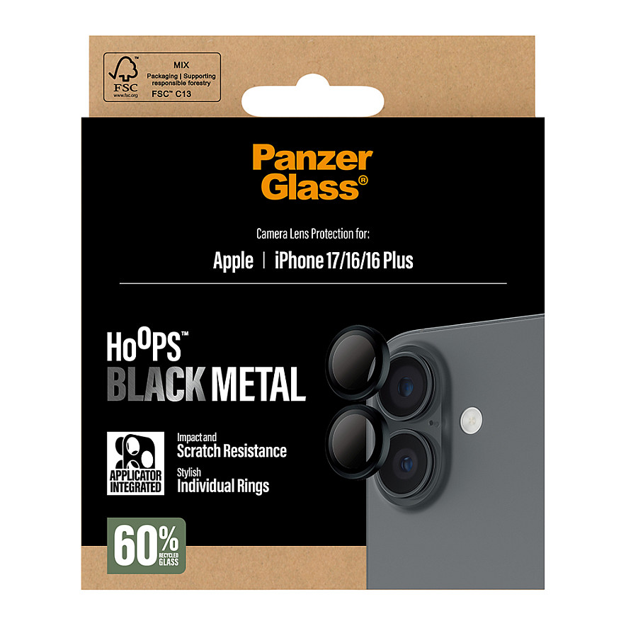 PanzerGlass Hoops Black Lens Protector for iPhone 17 / 16 / 16 Plus - 3