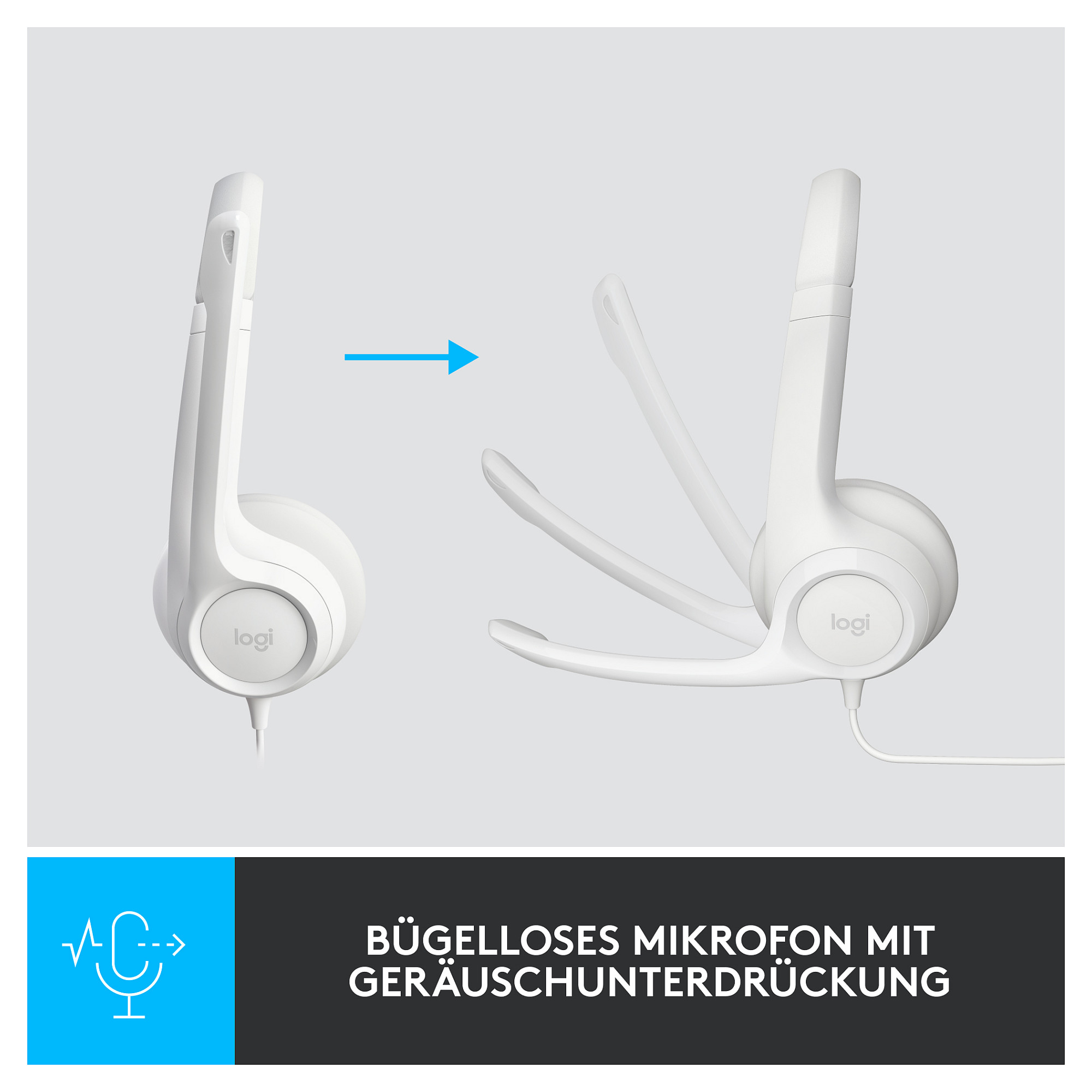 Kufje Logitech H390, USB-A, të bardha - 9