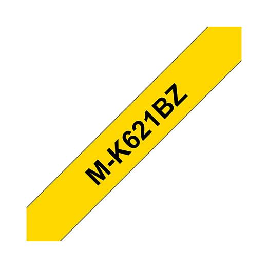 Shirit Etiketimi Brother M-K621BZ, Tipi M, 9 mm × 8 m, Tekst i Zi në Shirit të Verdhë - 2