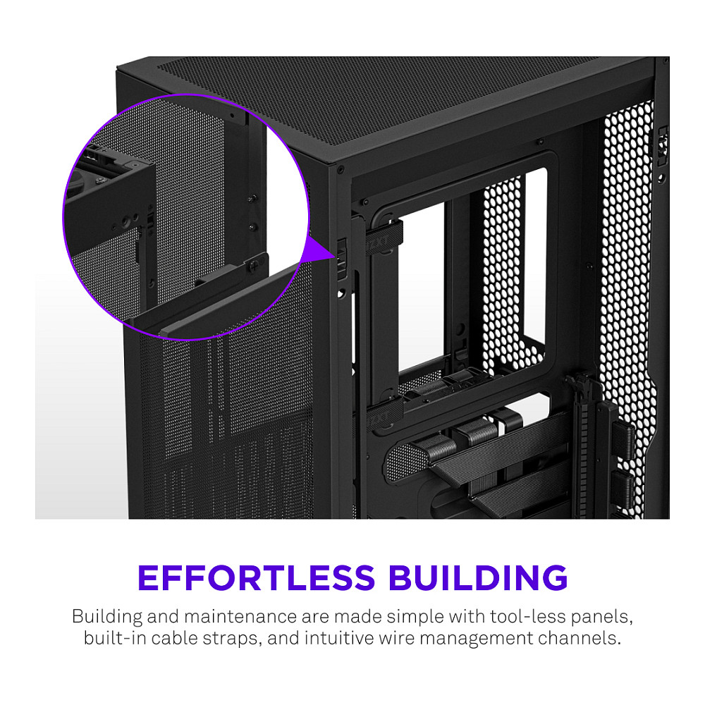 Kasë PC NZXT H2 Flow / SFF / Mini-ITX / 2x 120mm Fan / Tempered Glass / Mesh / PCIe 5.0 Riser / 280mm Radiator - Zezë - 8