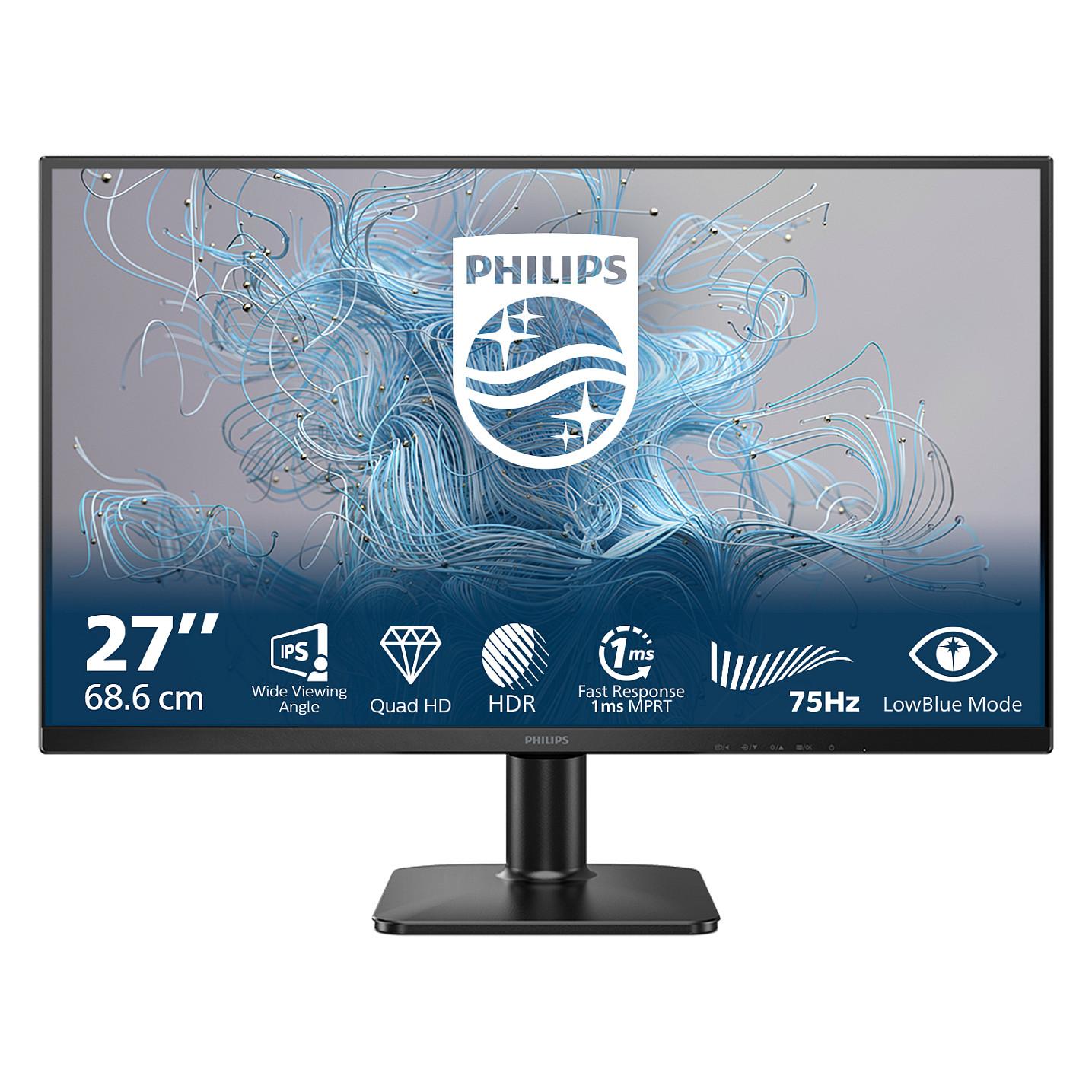 Monitor për Punë Philips 27E2N1500L/00 / 27" / QHD IPS / 75 Hz / 4 ms / HDMI + DisplayPort / HDR10 – Zezë - 1