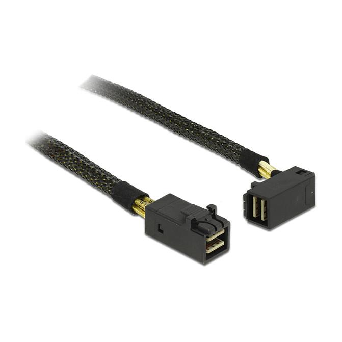 Kabllo SAS DeLOCK 83621, Mini SAS HD SFF-8643 në Mini SAS HD SFF-8643 të kënduar, 50 cm - Zezë