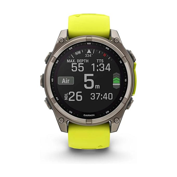 Orë e mençur Garmin fēnix 8 Solar Sapphire, 47mm, MIP 1.3", GPS Multi-Band, 32GB, Titanium - Verdhë/Hiri - 8