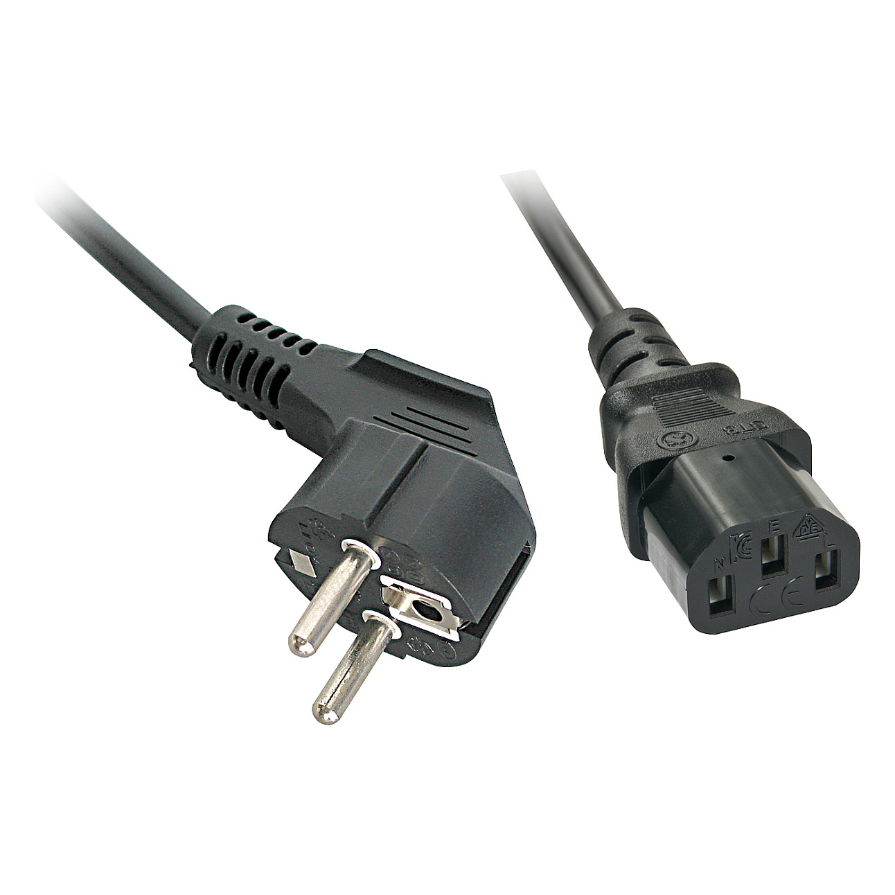Kabllo për Furnizim me Energji IEC / LINDY Power Cable Angled Schuko Plug to IEC320 C13 / 5m – Zezë - 1