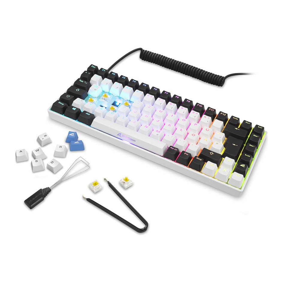 Tastierë Gaming Sharkoon SGK50 S3 Gateron Yellow Wired / Russian Layout / QWERTY - Bardhë - 8