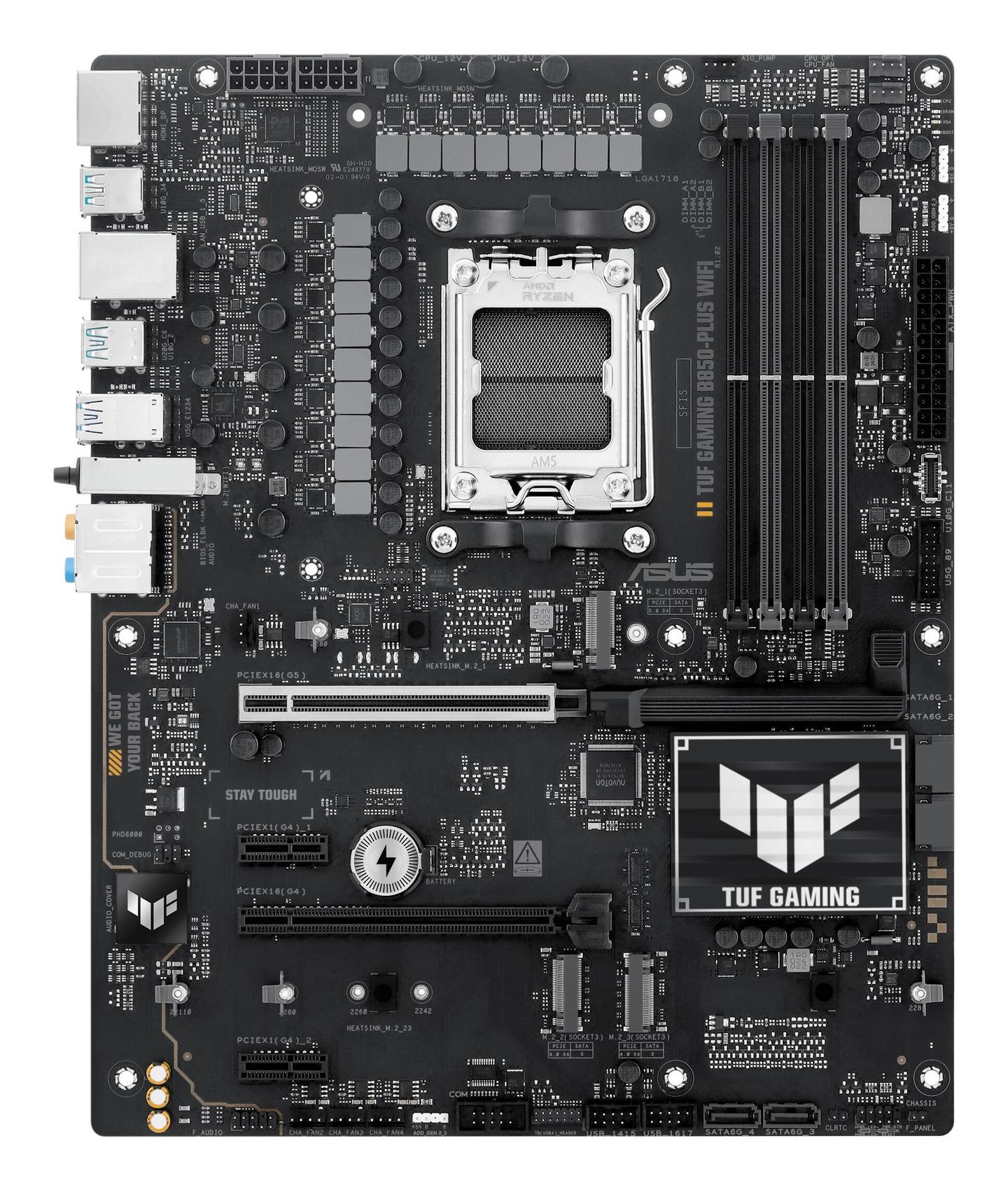 Pllakë Amë ASUS TUF Gaming B850-Plus WIFI / AMD B850 / AM5 / ATX / DDR5 / PCIe 5.0 / Wi-Fi 7 - 3