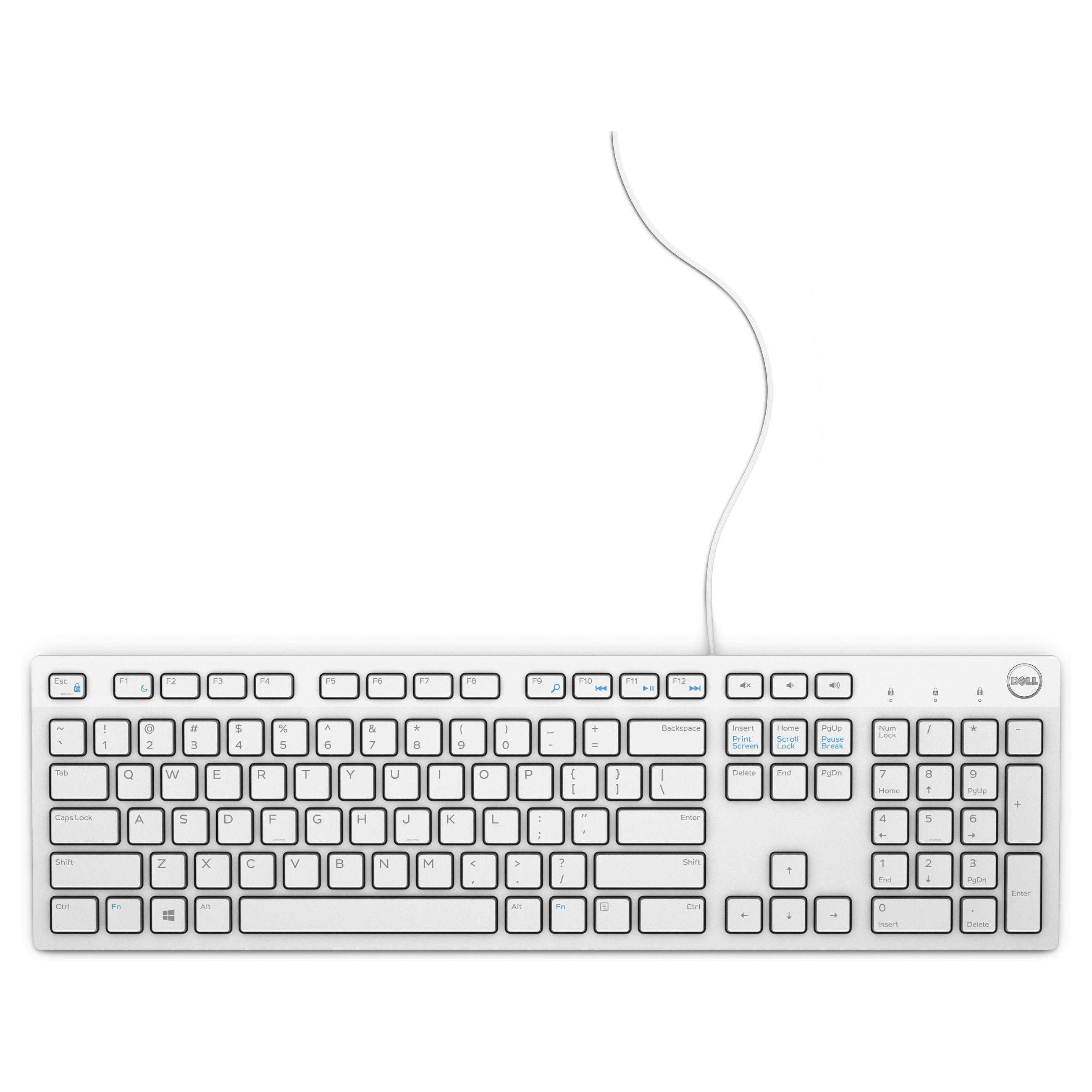 Tastierë me kabllo Dell KB216 / USB / QWERTZ (DE) / Full-Size / Chiclet / Multimedia – Bardhë
